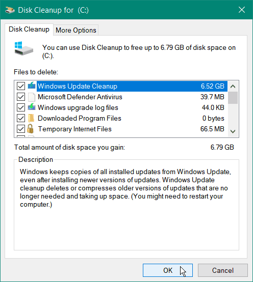 rendszerfájlok tisztítása lemeztisztítás Windows 10