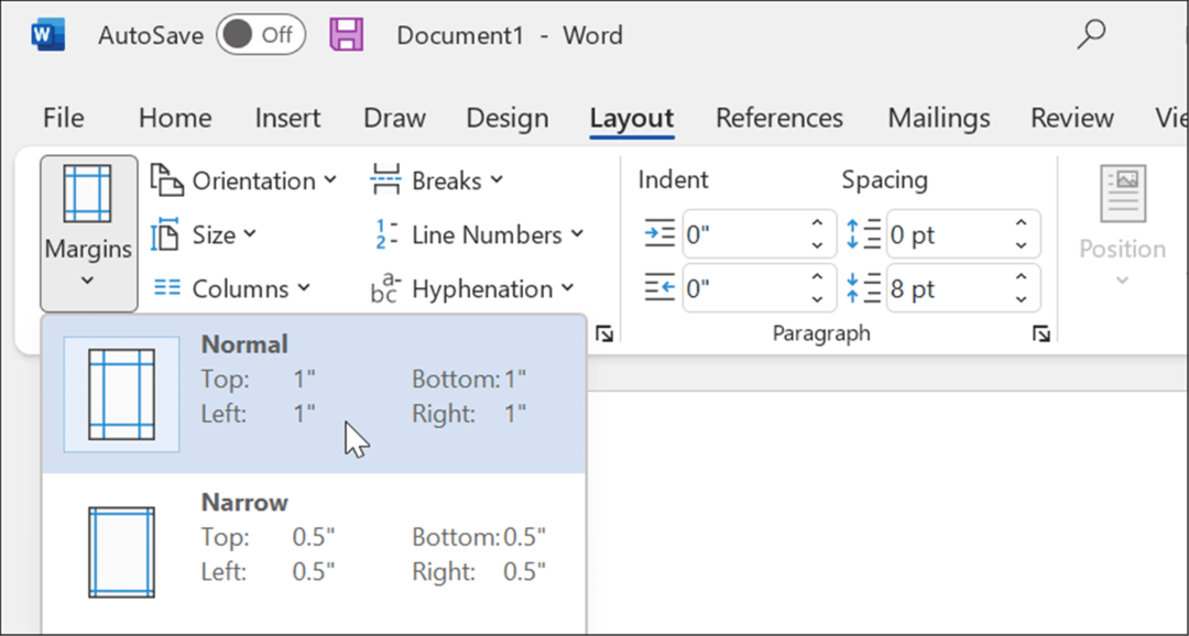 A normál margók mla formátumot használnak a Microsoft Wordben