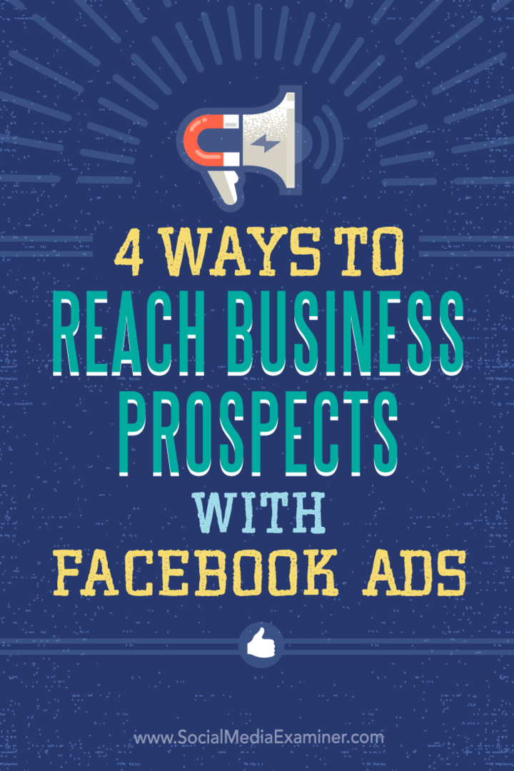 Tippek az üzleti célzás négy módjára a Facebook-hirdetésekkel.