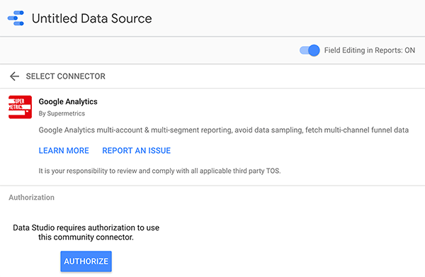 Adatforrás csatlakoztatása a Google Data Studio-hoz, 2. tipp