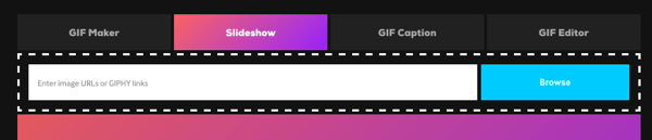 Kattintson a Diavetítés lehetőségre, ha GIF-t szeretne létrehozni képsorokból.