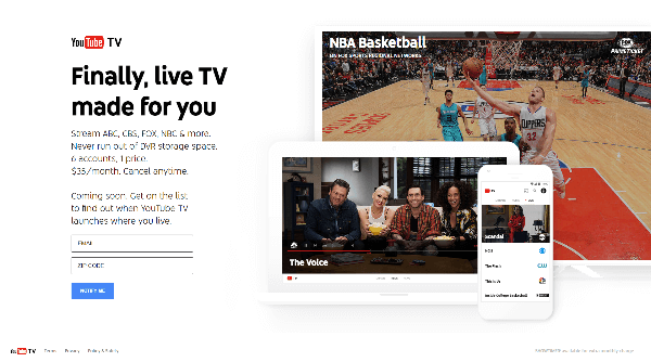 A YouTube bemutatta a YouTubeTV szolgáltatást.