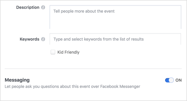 Ha nyitott kommunikációs csatornát szeretne biztosítani Ön és a Facebook esemény résztvevői között, válassza azt a lehetőséget, amely lehetővé teszi az emberek számára, hogy kapcsolatba lépjenek Önnel a Messengeren keresztül.