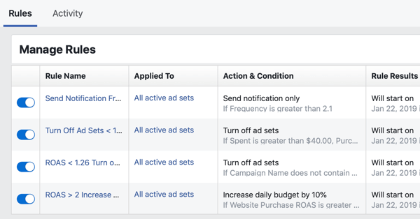 Hogyan használjuk a Facebook automatizált szabályait a Facebook Ads Manager alkalmazásban
