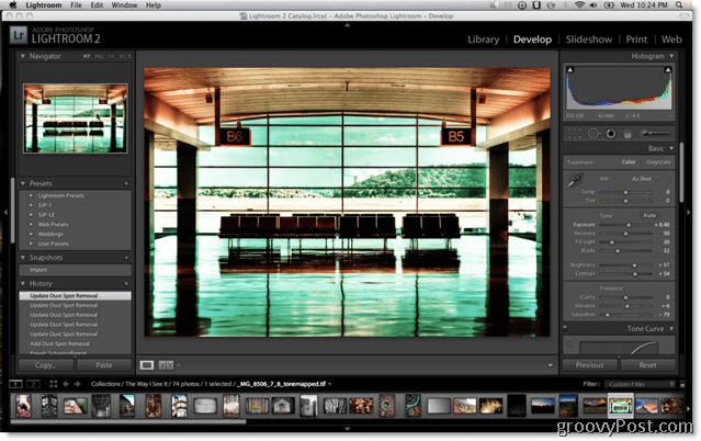 Az Adobe Lightroom 2 Presets képernyő