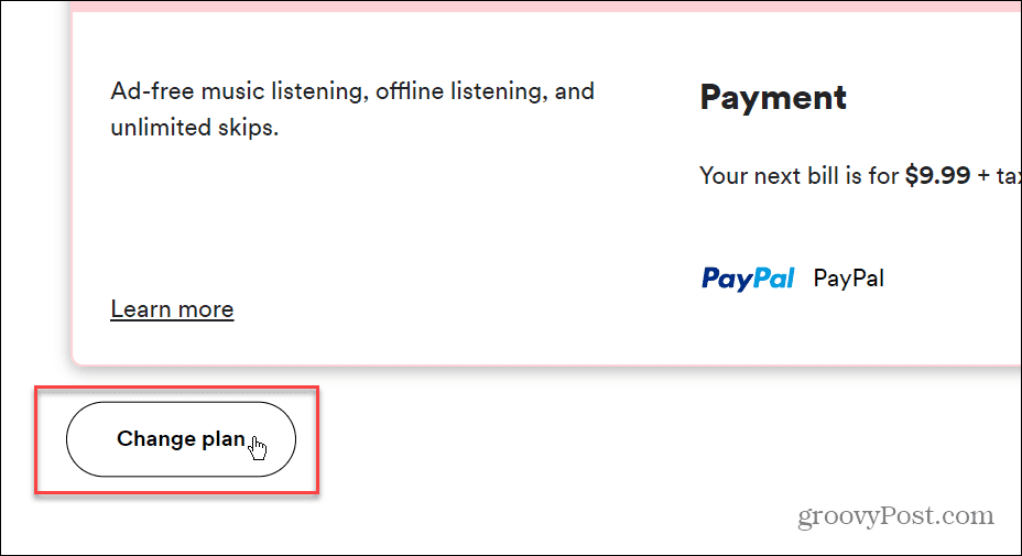 Fizetési mód módosítása a Spotify-on