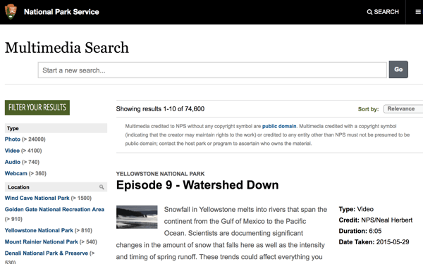 Fedezze fel a Nemzeti Park Szolgálat több ezer órányi felvételét és fájljait.