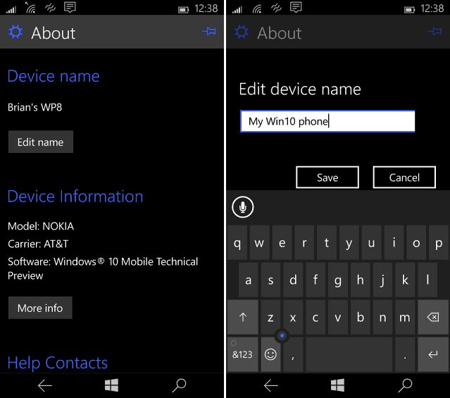A Windows Phone név módosítása