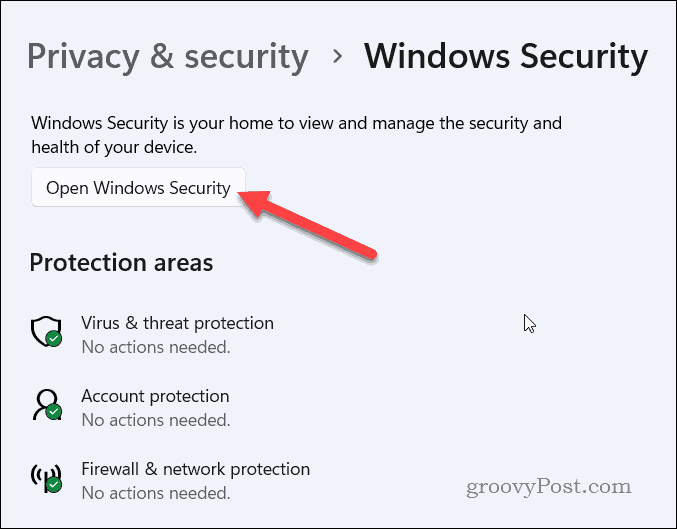 Indítsa el a Windows Security alkalmazást a Windows 11 rendszeren