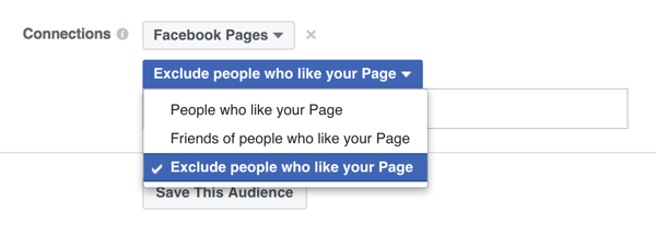 facebook hirdetési célzási lehetőség olyan emberek kizárására, akik már szeretik az oldalt