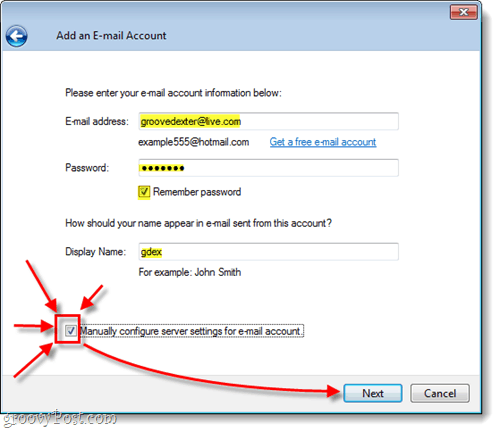 manuálisan konfigurálhatja a hotmail-et a Windows Live Mail alkalmazásban