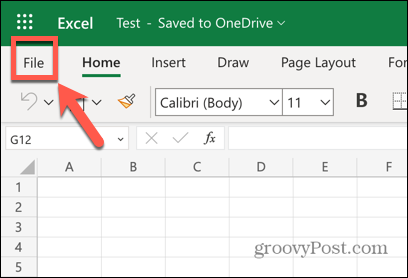 Excel webalkalmazás fájl menüje