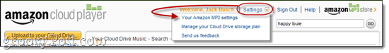 Az Amazon Cloud Player beállításai