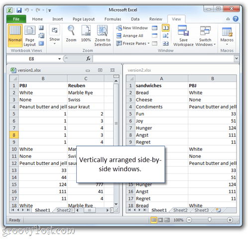 a microsoft excel táblázatok egymás mellett