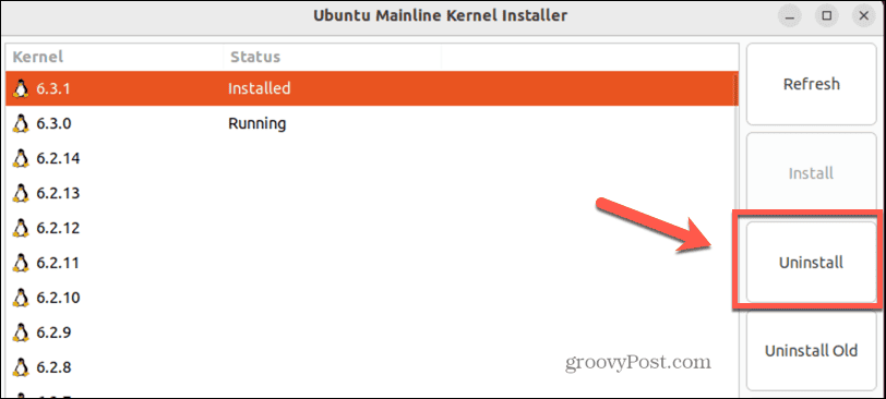 Az ubuntu kernel eltávolítása a fővonalon