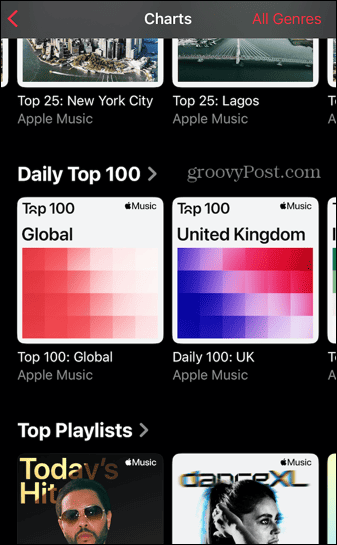 Az apple zenei toplisták napi 100 legjobbja a világon