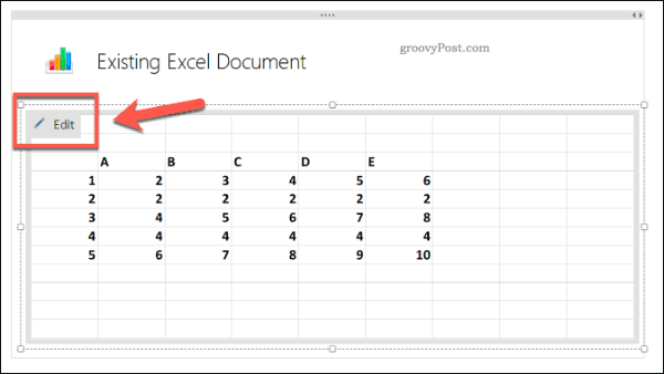 Meglévő Excel-táblázat szerkesztése a OneNote-ban