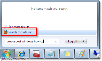 végezzen Windows 7 és internetes kereséseket a Start menü gömb keresőmezőből