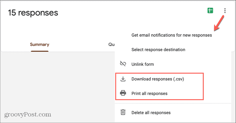 Google Forms Responses Nyomtatás letöltése