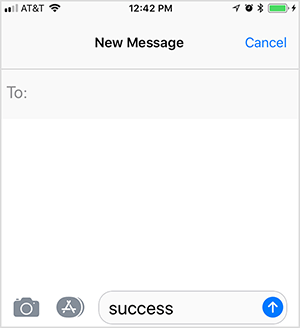 Ez egy képernyőkép a következő szöveges üzenetről. A felhasználó beírta a „siker” kulcsszót, hogy kiválassza a választ egy automatizált értékesítési csatornából. Oli Billson ezt a taktikát használja telefoncsatorna-keretében.