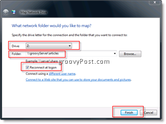 Térképkészítsen egy hálózati meghajtót a Windows Vista és a Server 2008 alkalmazásban a Windows Intézőből
