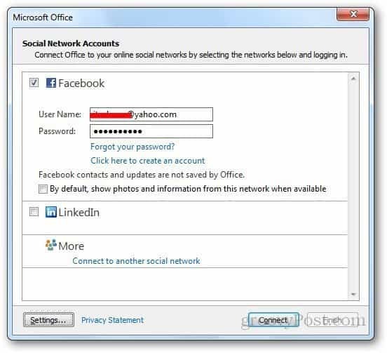 Közösségi hálózatok Outlook 4