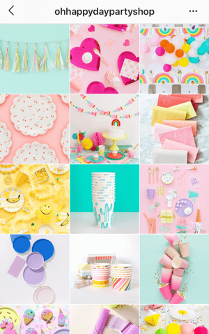 Hogyan javítsuk instagram fotóit, az Instagram hírcsatorna témájú mintát az Oh Happy Day Party Shop-ból, amely élénk színű palettát mutat