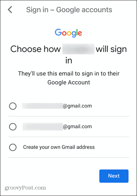 gmail gyermek fiók felhasználóneve