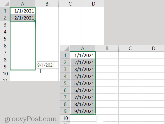 Excel automatikus kitöltési dátumminta