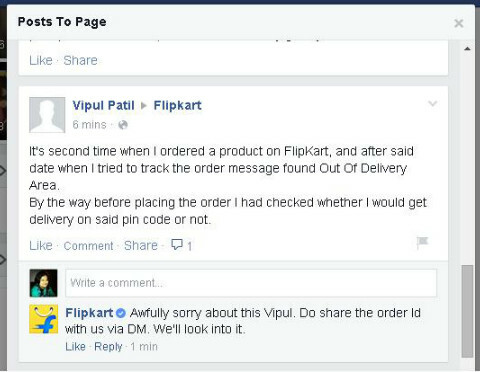 flipkart facebook válasz