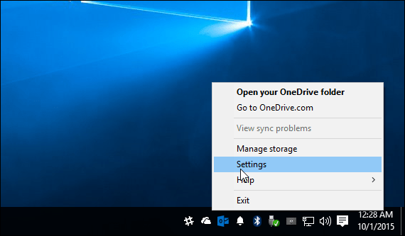 OneDrive Windows 10 rendszertálca