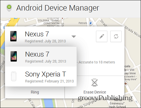 Android Device Manager webes felület eszközök