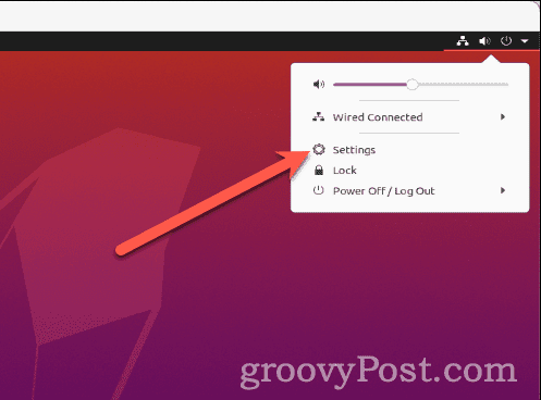 Ubuntu Válassza a Beállítások lehetőséget