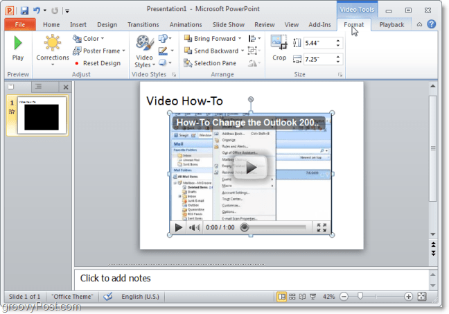 egy videó a PowerPoint 2010-ben a youtube-ból