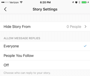 instagram történetek beállításai