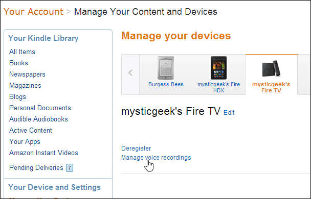 Törölje az Amazon Fire TV távirányító hangfelvételeit