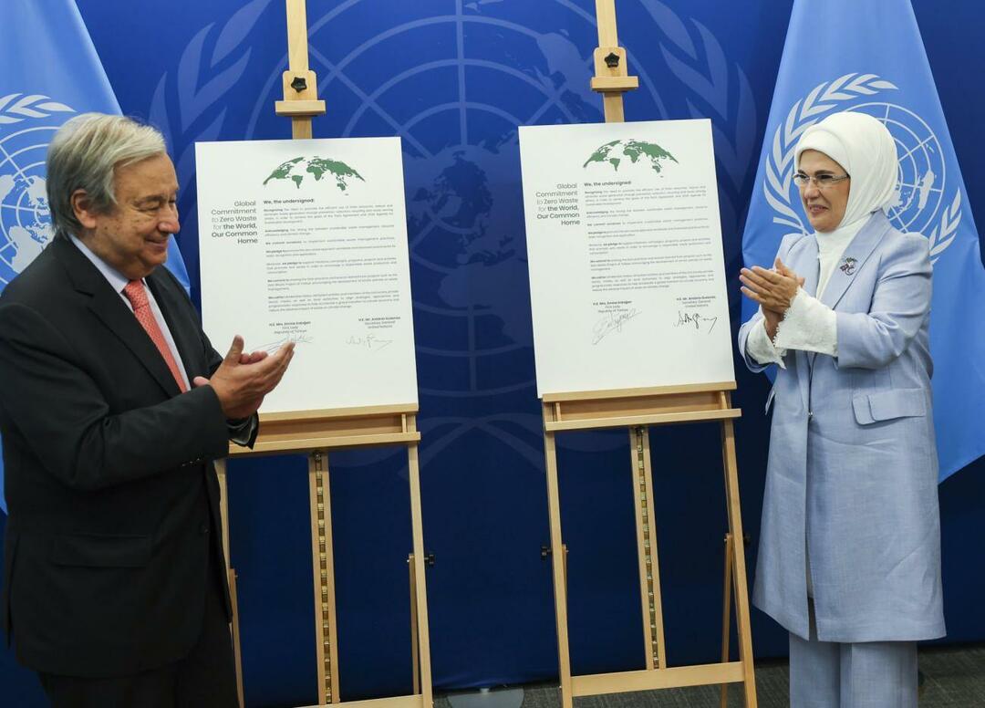 Emine Erdoğan a zero waste projekt részeként találkozott az ENSZ főtitkárával