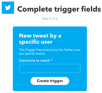 Állítson be egy IFTTT kisalkalmazást, amelyet egy adott Twitter-felhasználó új tweetje vált ki.
