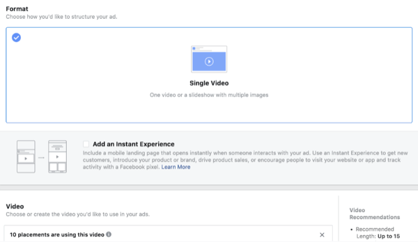 Facebook ThruPlay optimalizálás videohirdetésekhez, 4. lépés.
