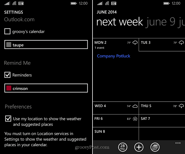 Windows Phone 81 naptár