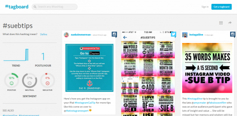 A Tagboard segítségével igényelheti és ellenőrizheti egyedi hashtagjeit az Instagram-on. 