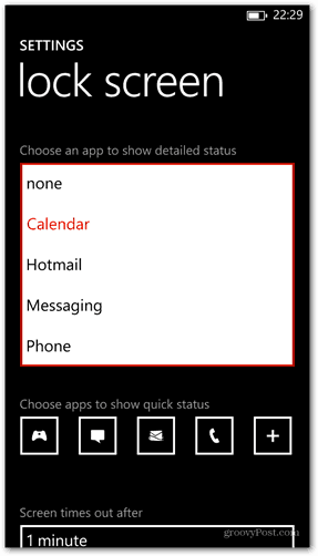 A Windows Phone 8 testreszabhatja a zárolási képernyő alkalmazás részletes állapotát