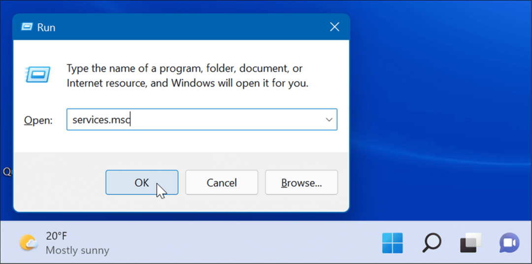 services-msc futtassa a Windows 11-et