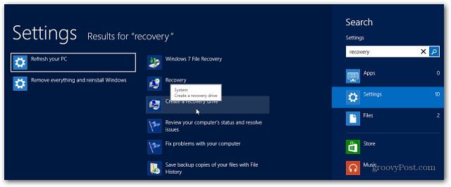 Hogyan hozzunk létre egy Windows 8 helyreállítási flash meghajtót