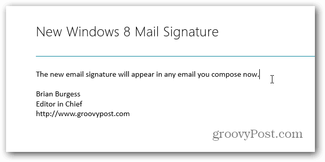 Módosítsa az alapértelmezett aláírást a Windows 8 Mail programban