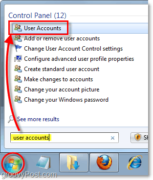 Nyissa meg a felhasználói fiókok kezelőpaneljét a Windows 7 rendszerben