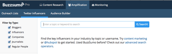 buzzsumo influencerek keresése