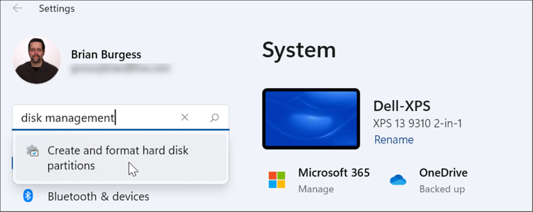 nyissa meg a lemezkezelést a Windows 11 beállításainál