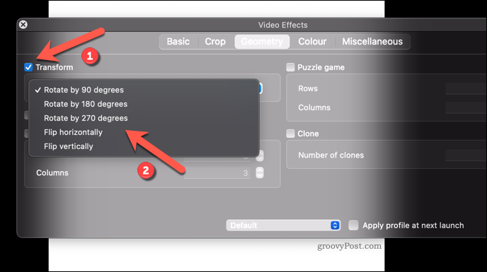 Videorotációs effektus alkalmazása VLC-re Mac-en