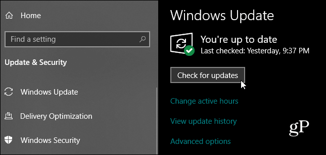 Windows 10 Ellenőrizze a frissítéseket